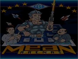 Title screen of Mean Arenas on the Commodore Amiga CD32.