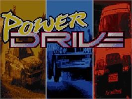 Title screen of Power Drive on the Commodore Amiga CD32.