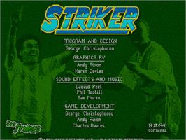 Title screen of Striker on the Commodore Amiga CD32.