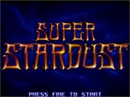 Title screen of Super Stardust on the Commodore Amiga CD32.