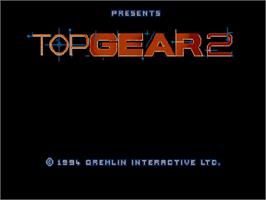 Title screen of Top Gear 2 on the Commodore Amiga CD32.