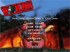 Title screen of Worms on the Commodore Amiga CD32.