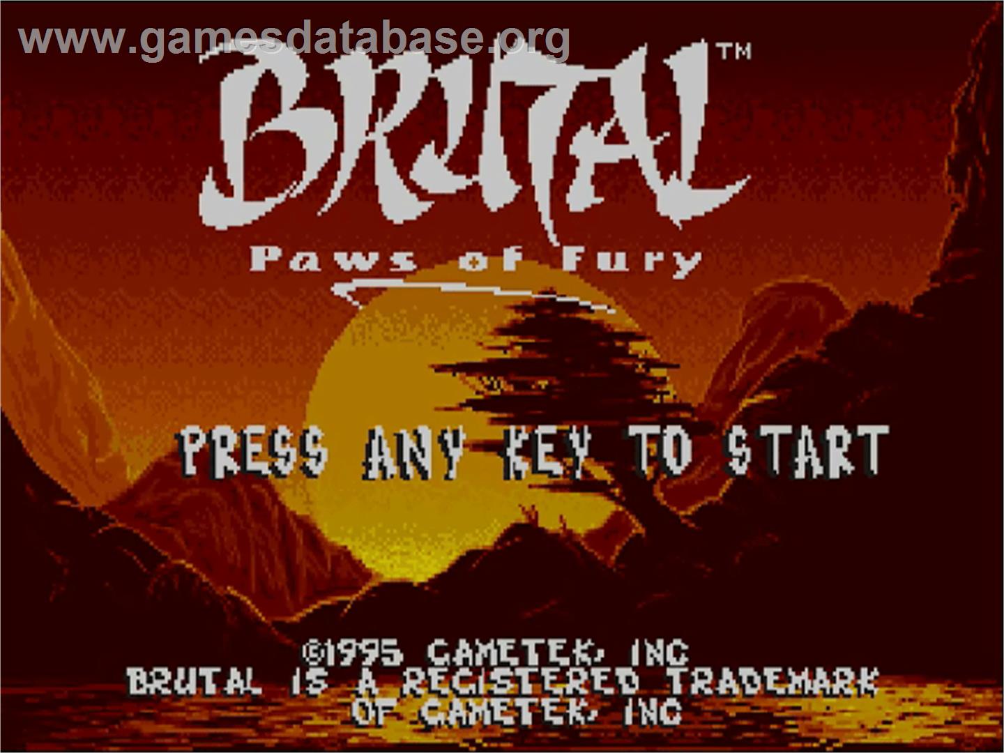 Brutal: Paws of Fury - Commodore Amiga CD32 - Artwork - Title Screen
