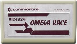 Cartridge artwork for Omega Race on the Commodore VIC-20.