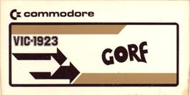 Top of cartridge artwork for Gorf on the Commodore VIC-20.
