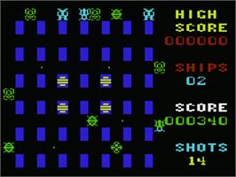 In game image of Crossfire on the Commodore VIC-20.