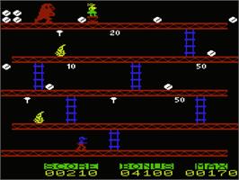 In game image of Donkey Kong on the Commodore VIC-20.