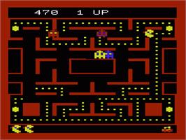 In game image of Ms. Pac-Man on the Commodore VIC-20.
