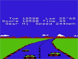 In game image of Pole Position on the Commodore VIC-20.