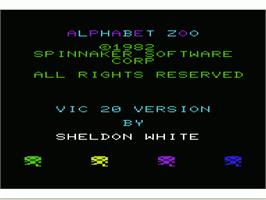Title screen of Alphabet Zoo on the Commodore VIC-20.