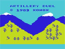 Title screen of Artillery Duel on the Commodore VIC-20.