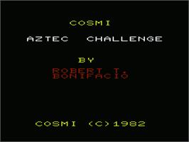 Title screen of Aztec Challenge on the Commodore VIC-20.