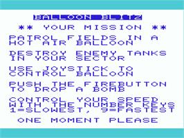 Title screen of CannonBall Blitz on the Commodore VIC-20.
