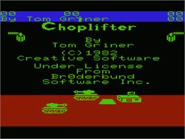 Title screen of Choplifter on the Commodore VIC-20.