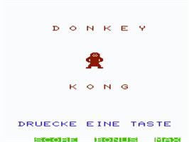 Title screen of Donkey Kong on the Commodore VIC-20.