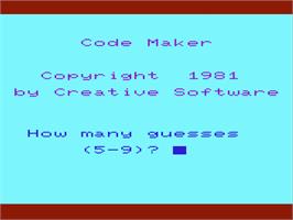 Title screen of FaceMaker on the Commodore VIC-20.