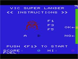 Title screen of Jupiter Lander on the Commodore VIC-20.