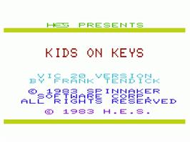 Title screen of Kids on Keys on the Commodore VIC-20.