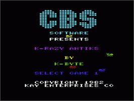 Title screen of Kwazy Kwaks on the Commodore VIC-20.