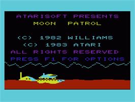 Title screen of Moon Patrol on the Commodore VIC-20.