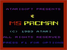 Title screen of Ms. Pac-Man on the Commodore VIC-20.