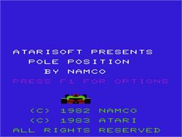 Title screen of Pole Position on the Commodore VIC-20.