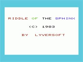 Title screen of Riddle of the Sphinx on the Commodore VIC-20.