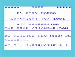 Title screen of Seafox on the Commodore VIC-20.