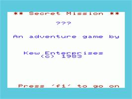 Title screen of Secret Mission on the Commodore VIC-20.