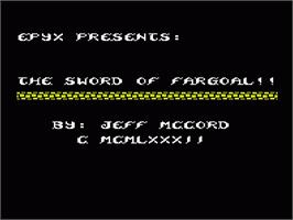 Title screen of Sword of Fargoal on the Commodore VIC-20.