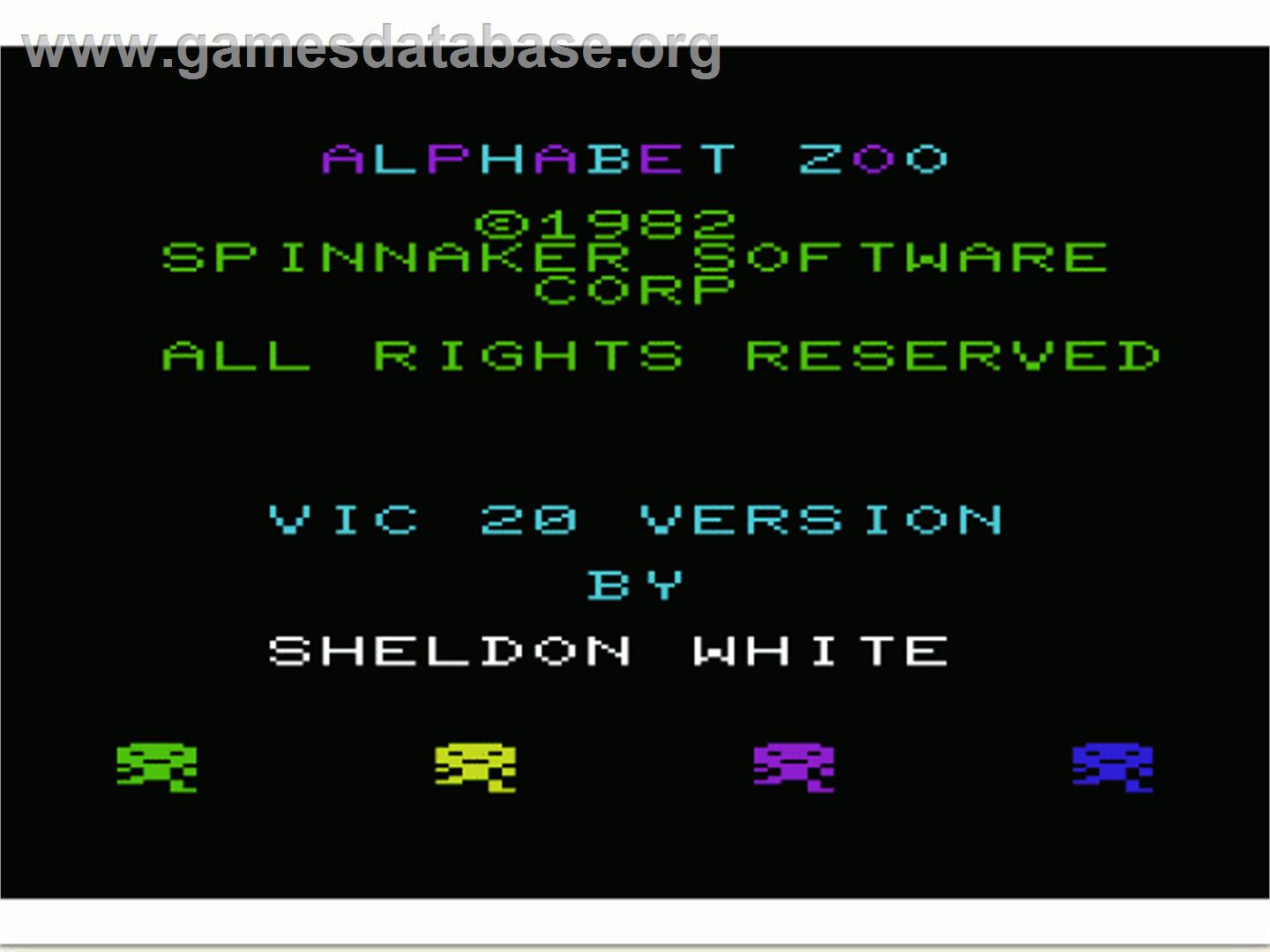 Alphabet Zoo - Commodore VIC-20 - Artwork - Title Screen