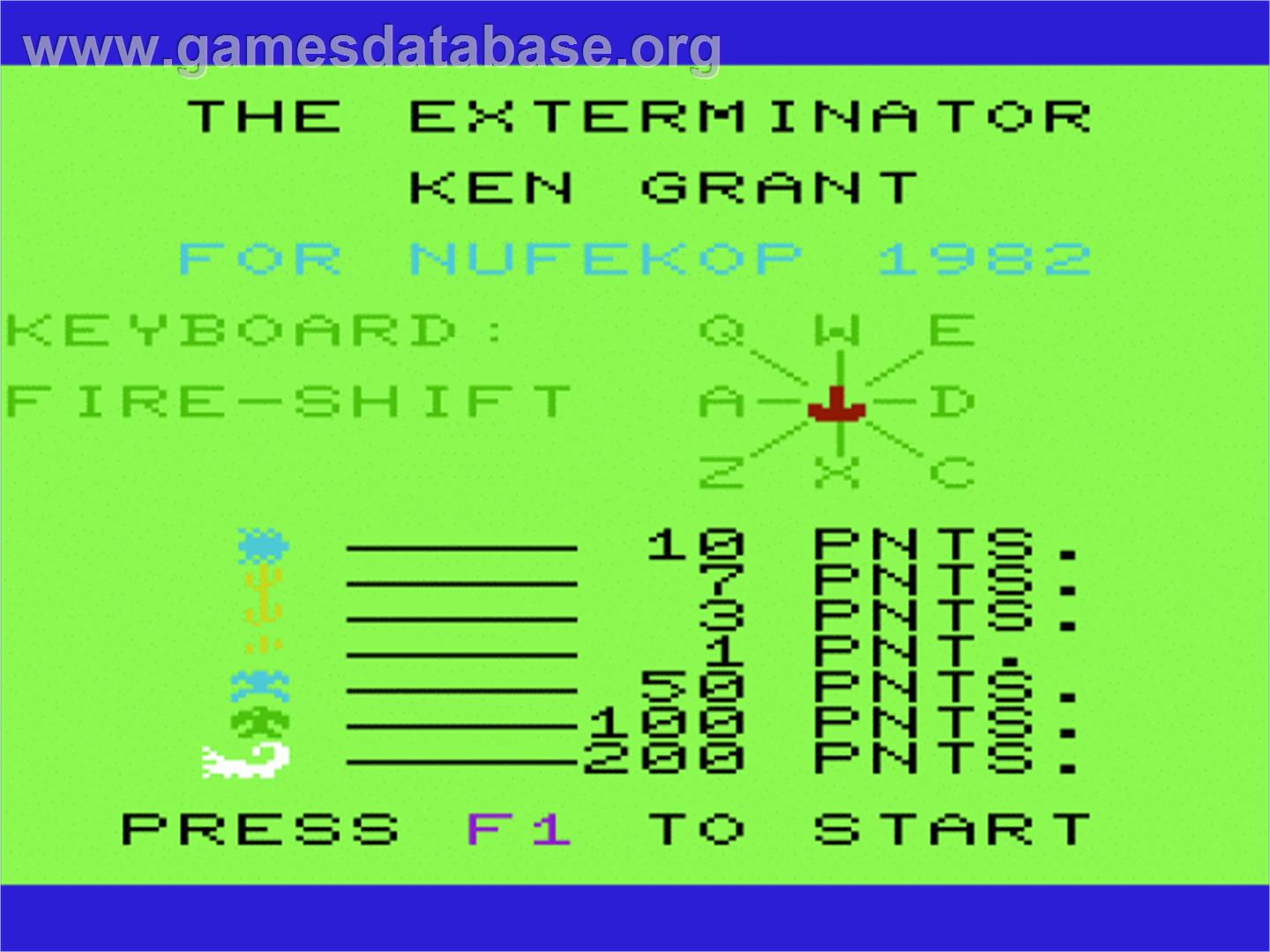 Exterminator - Commodore VIC-20 - Artwork - Title Screen