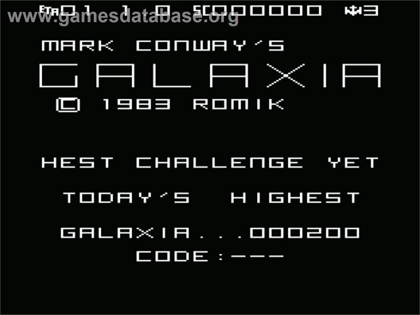 Galaxia - Commodore VIC-20 - Artwork - Title Screen