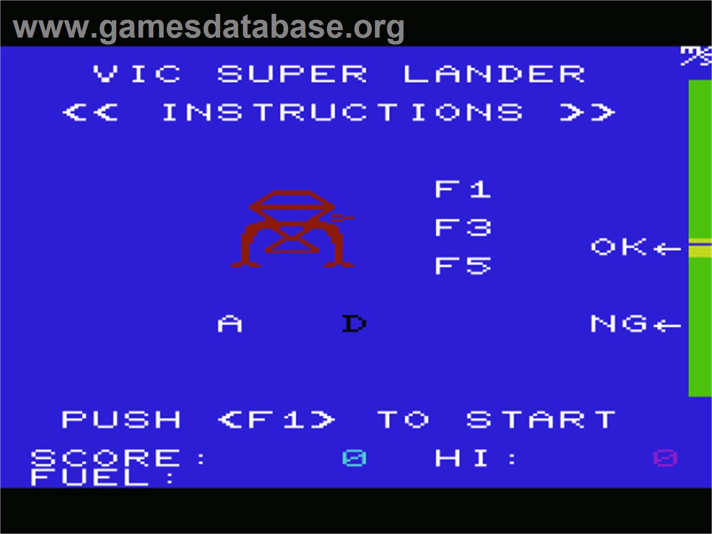 Jupiter Lander - Commodore VIC-20 - Artwork - Title Screen