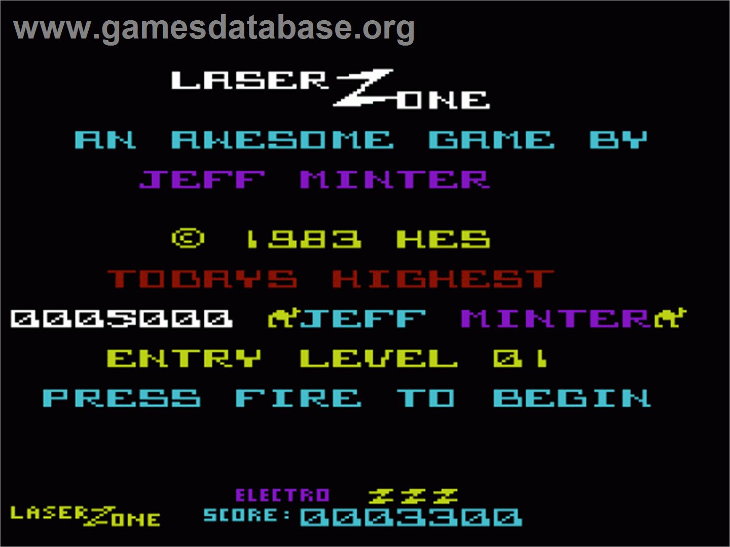 Laser Zone - Commodore VIC-20 - Artwork - Title Screen