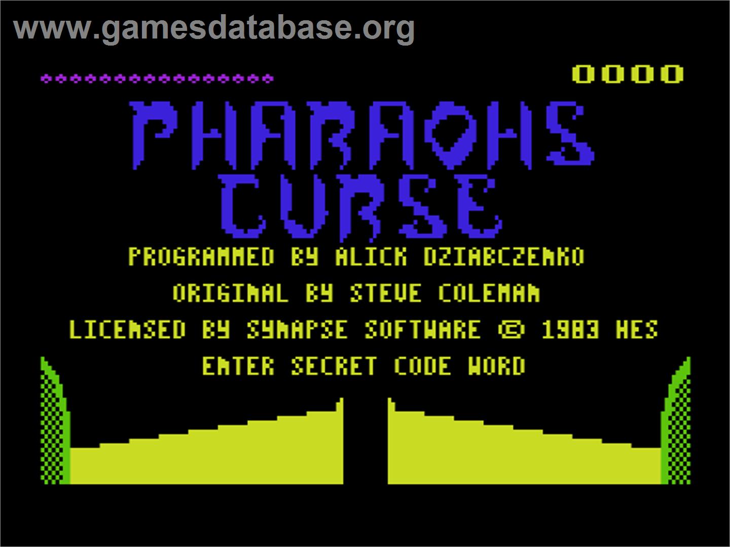 Pharaoh's Tomb - Commodore VIC-20 - Artwork - Title Screen