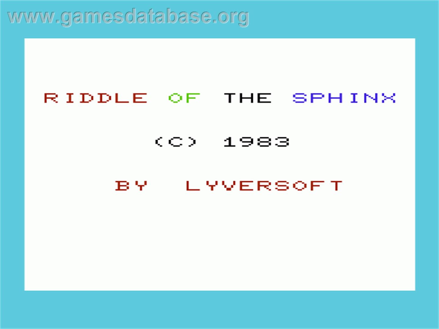Riddle of the Sphinx - Commodore VIC-20 - Artwork - Title Screen