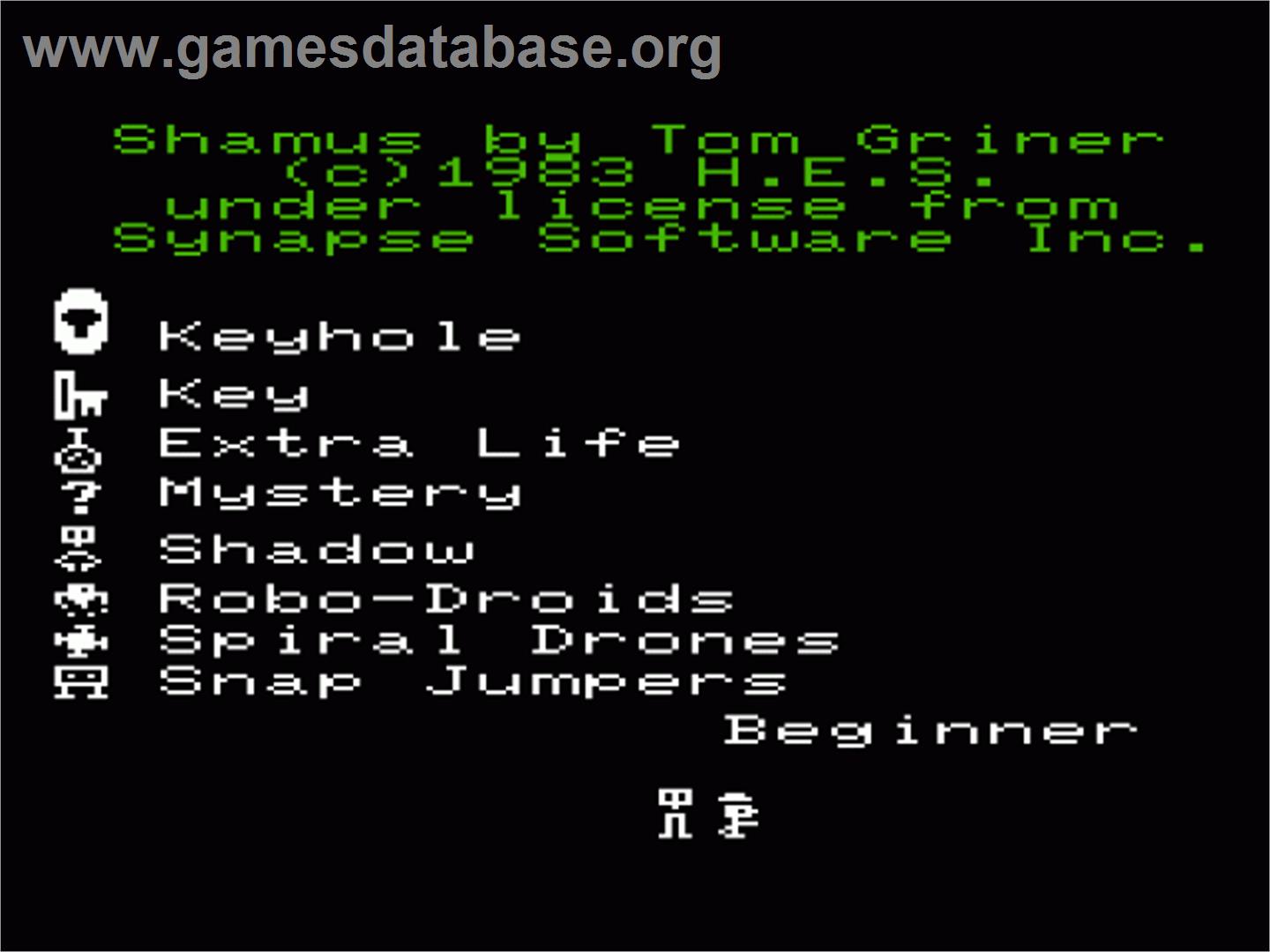 Shamus - Commodore VIC-20 - Artwork - Title Screen