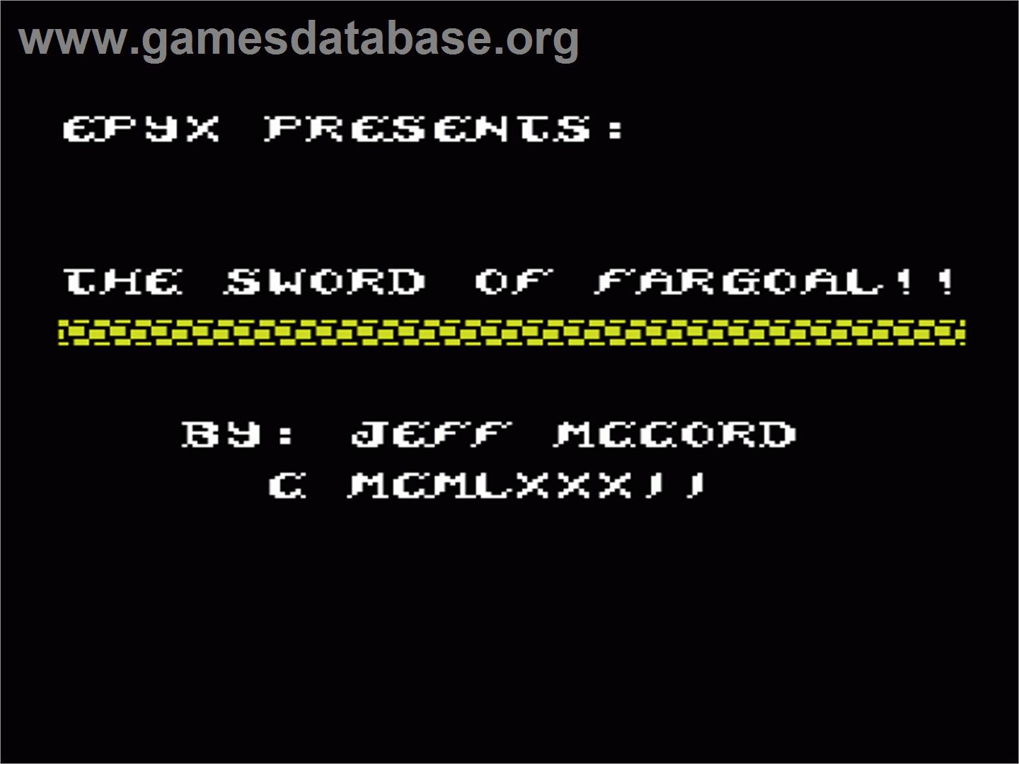 Sword of Fargoal - Commodore VIC-20 - Artwork - Title Screen