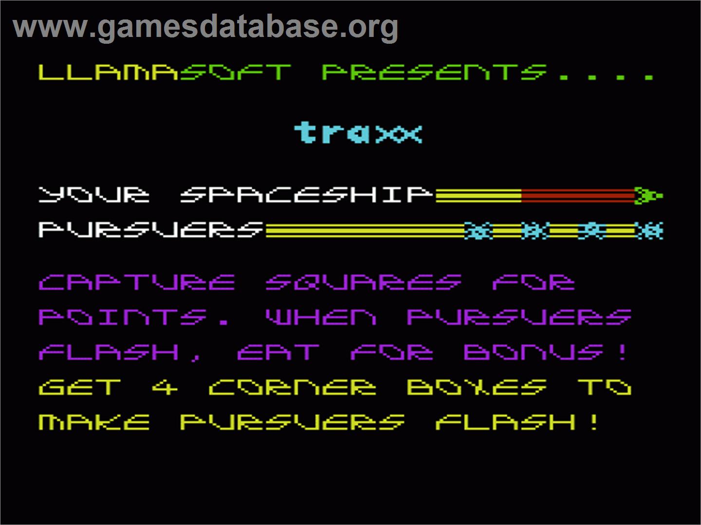 Traxx - Commodore VIC-20 - Artwork - Title Screen