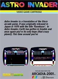 Box back cover for Astro Invader on the Emerson Arcadia 2001.