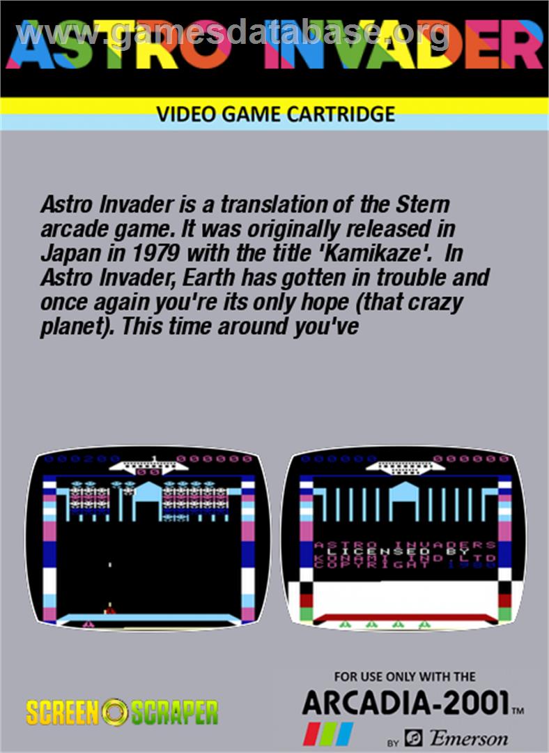 Astro Invader - Emerson Arcadia 2001 - Artwork - Box Back