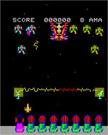 In game image of Astro Wars on the Epoch Super Cassette Vision.