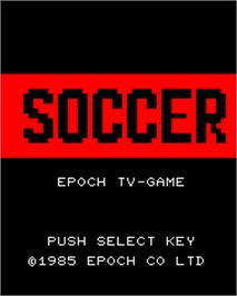 Title screen of Super Soccer on the Epoch Super Cassette Vision.