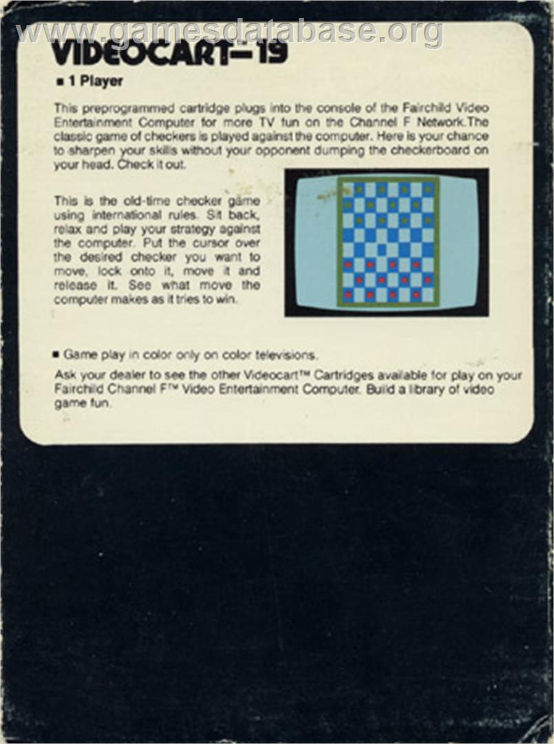 Checkers - Fairchild Channel F - Artwork - Box Back