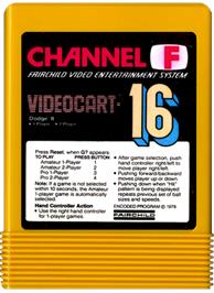 Cartridge artwork for Dodge It on the Fairchild Channel F.