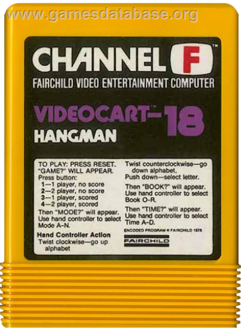 Hangman - Fairchild Channel F - Artwork - Cartridge