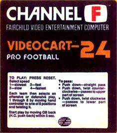Top of cartridge artwork for Pro Football on the Fairchild Channel F.