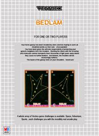 Box back cover for Bedlam on the GCE Vectrex.