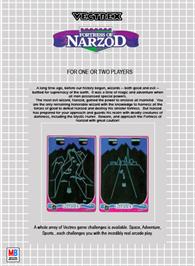 Box back cover for Fortress of Narzod on the GCE Vectrex.